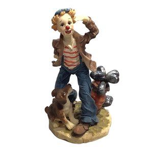 Vintage Golfer Clown & His Dog Porcelain Figurine 7" Tall